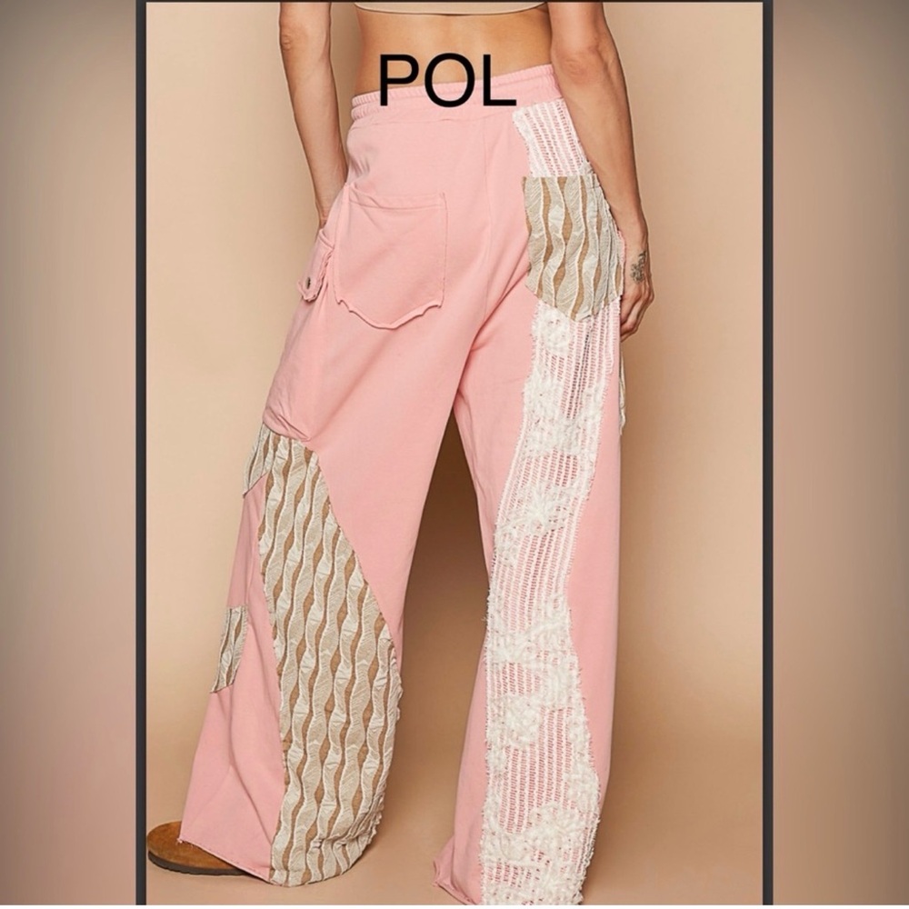POL 2 piece Outfit, Pink, Cream, and Green Bomber Jacket and Pant, Size Medium - Picture 14 of 16